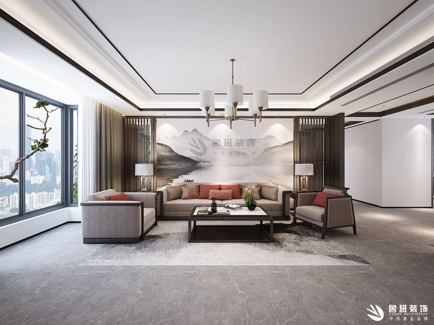 昌建城, 新中式風(fēng)格,客廳背景墻