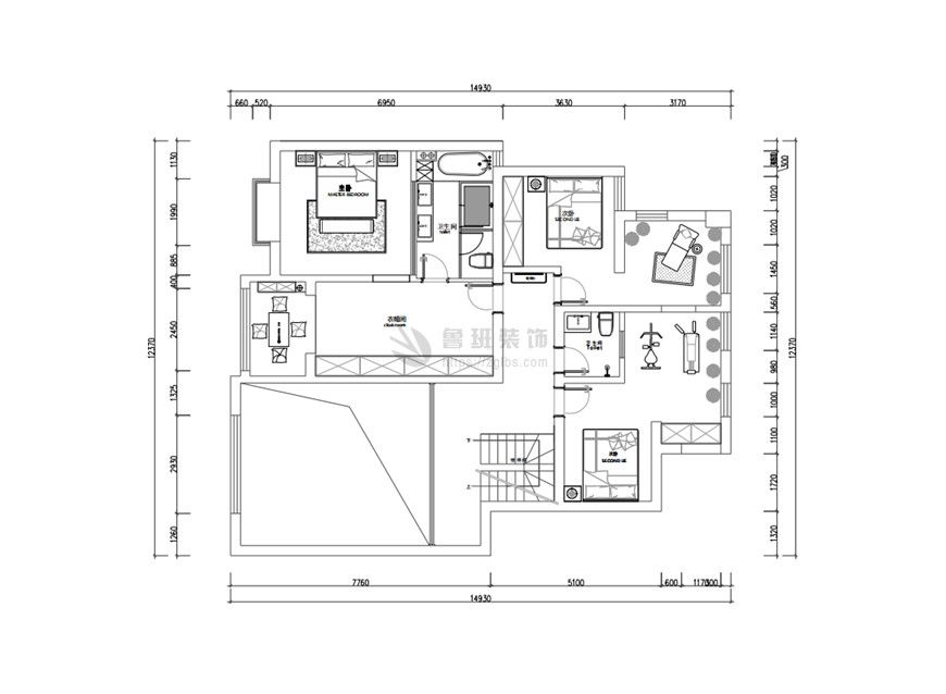 融創(chuàng)天朗融公館,新中式風格,二層戶型圖